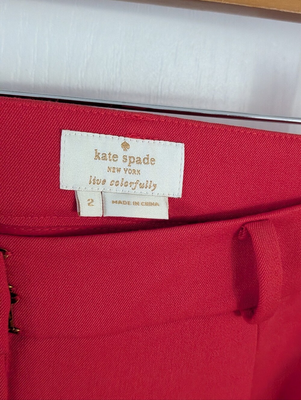 Kate Spade Red Pleated Ankle Trousers Size 2 Tailored Cuffed Dress Pants - Picture 4 of 15